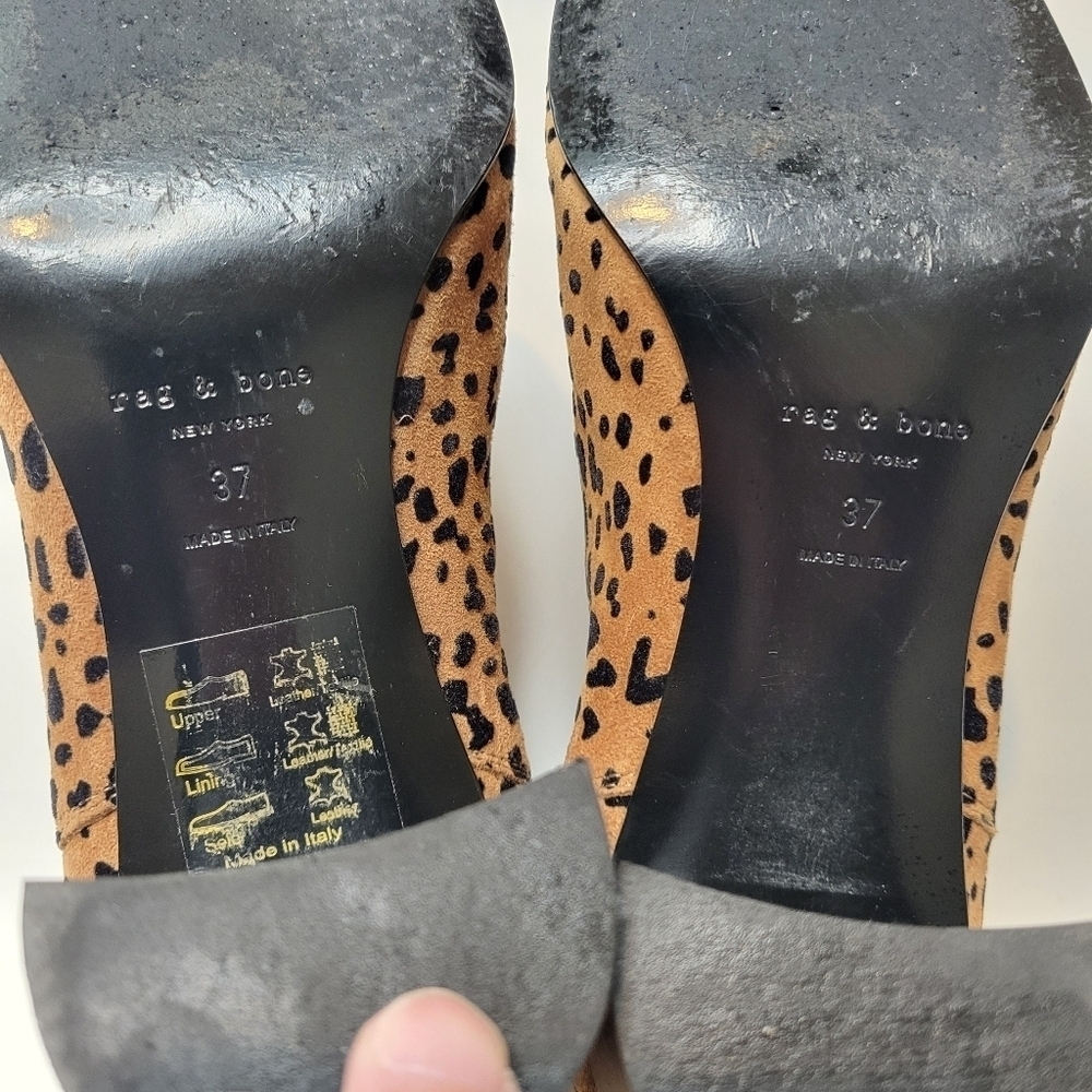 Rag & Bone Aslen ankle bootie tan black cheetah print leather block heel size 37 - Picture 8 of 9
